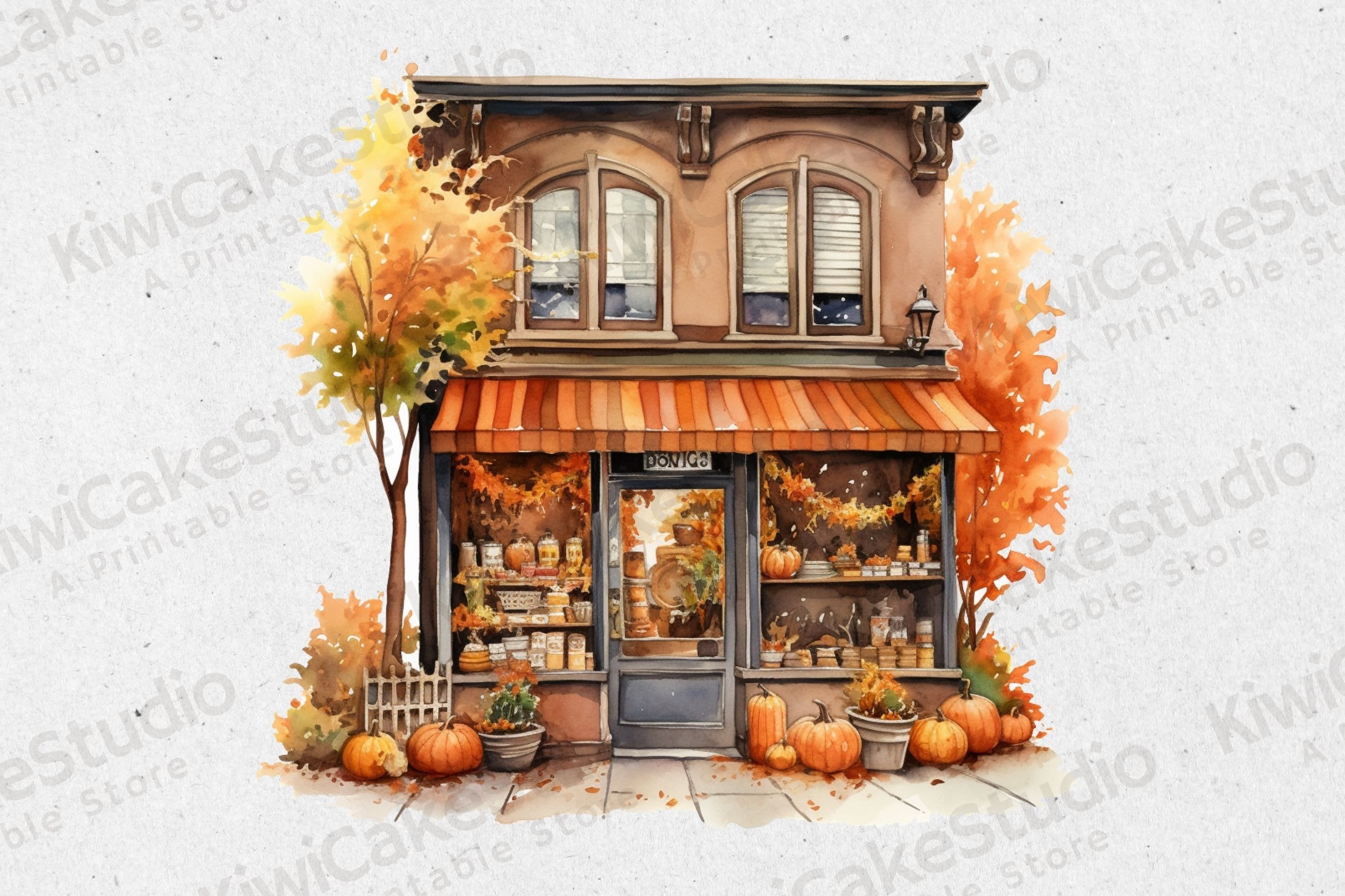 Watercolor Autumn Store Clipart, 10 High Quality Jpgs, Commercial Use ...