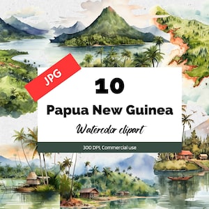 Papouasie-Nouvelle-Guinée clipart, 10 JPG de haute qualité, Utilisation commerciale, Téléchargement instantané, Fabrication de cartes, Vacances, Voyage, Voyage, Carte postale, Été