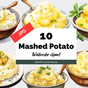 Imágenes prediseñadas de puré de patata, 10 JPG de alta calidad, uso comercial, descarga instantánea, cena, acción de gracias, brunch, desayuno, chef, libro de cocina, comida