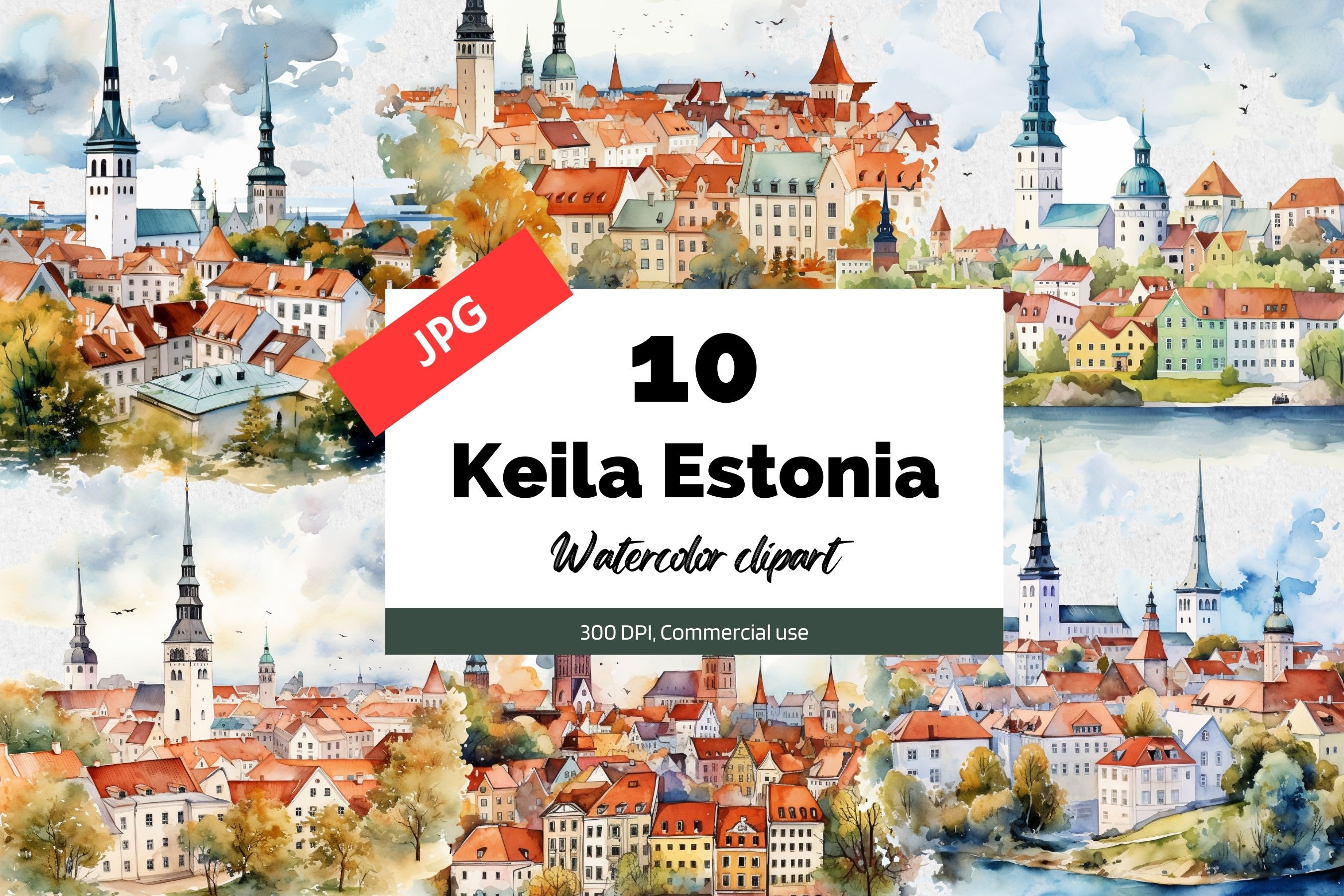 Keila Estonia clipart, 10 High quality JPGs, Commercial use, Instant download, Card making, Estonian city, European cities, Travel, Vacation