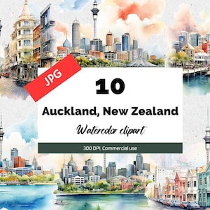 Auckland, imágenes prediseñadas de Nueva Zelanda, 10 JPG de alta calidad, uso comercial, descarga instantánea, creación de tarjetas, tarjeta de felicitación, paisaje urbano, ciudades, artesanía