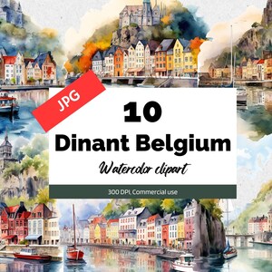 Dinant Belgium clipart, 10 JPG de alta qualidade, uso comercial, download instantâneo, criação de cartões, viagens pela Europa, belga, viagens, feriados, cidade