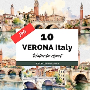 Imágenes prediseñadas de Verona Italia, 10 JPG de alta calidad, Uso comercial, Descarga instantánea, paisaje urbano, ciudad italiana, ciudades europeas, Europa, Viajes, Viaje