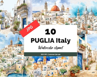 Puglia Italy clipart, 10 High quality JPG, Commercial use, Instant download, cityscape, Italian city, European cities, Europe, Travel, Town