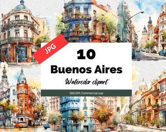 Buenos Aires Argentina Clipart, 10 High quality JPGs, Commercial use, Instant download, Greeting cards, Card making, Apartment, Building