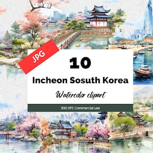 Incheon Coreia do Sul, 10 JPGs de alta qualidade, Uso comercial, Download instantâneo, Criação de cartões, Sul-coreano, Cidades, Cidade, Férias, Feriados