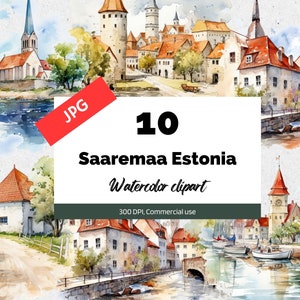 Saaremaa Estonia clipart, 10 High quality JPGs, Commercial use, Instant download, Card making, Estonian city, European cities, Travel, Trip