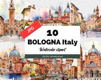 BOLOGNA Italy clipart, 10 High quality JPGs, Commercial use, Instant download, cityscape, Italian city, European cities, City, Card making