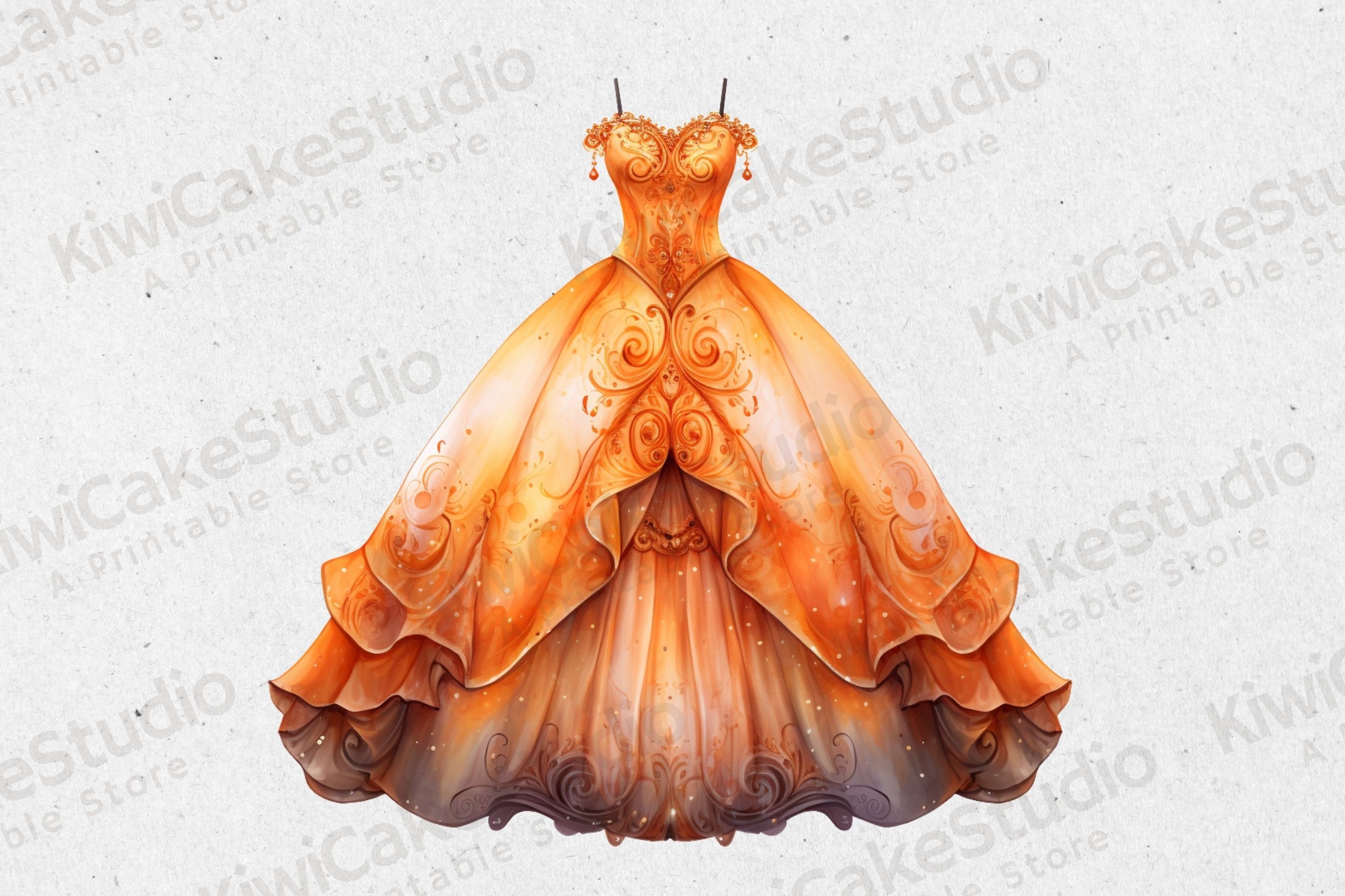 strapless open back dress Elegant Orange 3D Floral Princess Flower Girl Dress with Giant Satin B –  DreamyVow main image 0