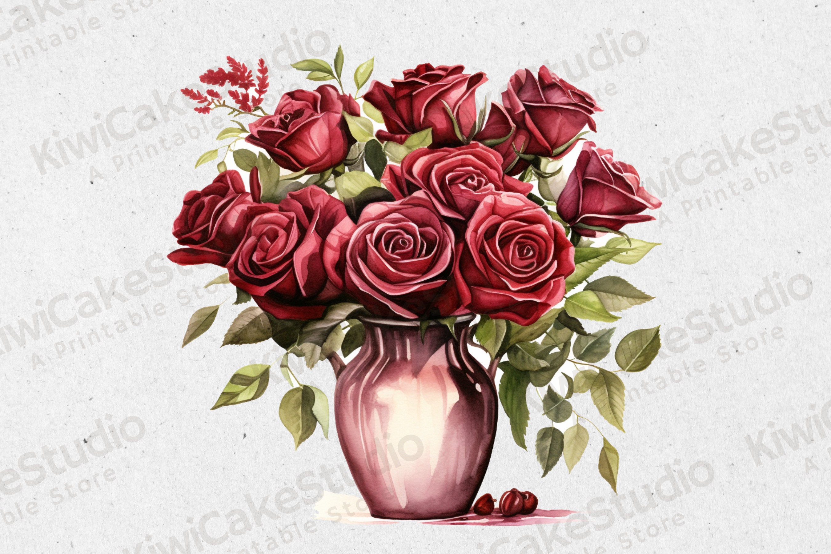 Imágenes Prediseñadas de rosas burdeos de acuarela, 10 JPG de alta calidad,  uso comercial, rosas y hojas rojas de vino, imágenes prediseñadas florales,  fabricación de tarjetas, Digital - Etsy México, image size:2700x1800