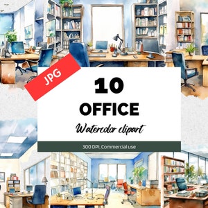 Watercolor office clipart, 10 High quality JPGs, Commercial use, Instant download, Corporate working, Work, Job, Workers, Junk journals