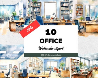 Watercolor office clipart, 10 High quality JPGs, Commercial use, Instant download, Corporate working, Work, Job, Workers, Junk journals