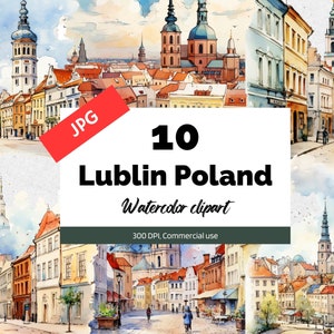 Imágenes prediseñadas de Lublin Polonia, 10 JPG de alta calidad, Uso comercial, Descarga instantánea, Fabricación de tarjetas, Tarjeta de felicitación, Postales, viajes, vacaciones