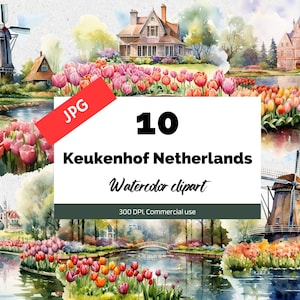 Keukenhof Países Bajos clipart, 10 JPG de alta calidad, Uso comercial, Descarga instantánea, Viajes, vacaciones, vacaciones, turismo, turista, Holandés