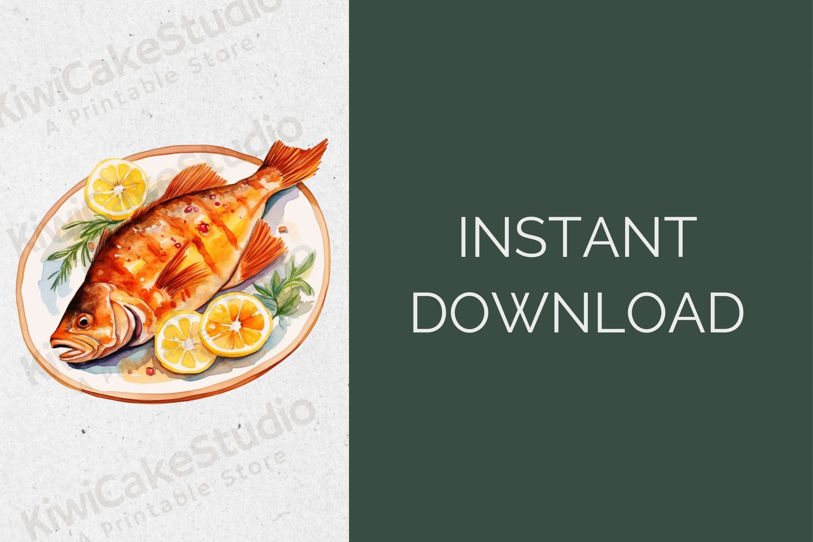 Delicious Fish Clipart, 10 High Quality Jpgs, Commercial Use, Instant ...