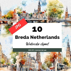 Breda Países Bajos clipart, 10 JPG de alta calidad, Uso comercial, Descarga instantánea, Viajes, vacaciones, turismo, turista, Holandés, Ciudad