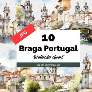Braga Portugal clipart, 10 High quality JPG, Commercial use, Instant download, Portuguese, City, Cities, Europe, Travel, Vacation, Holidays