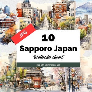 Sapporo Japan Clipart, 10 hochwertige JPGs, kommerzielle Nutzung, Sofort-Download, Asien, Asiatische Kultur, Reisen, Urlaub, Feiertage, Postkarten
