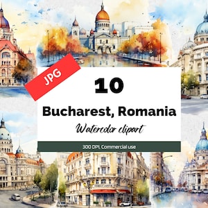 Bukarest Rumänien Clipart, 10 Hochwertige JPG, Kommerzielle Nutzung, Sofortiger Download, Städte, Stadtansicht, Reisen, Reise Scrapbook, Urlaub