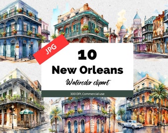 New Orleans clipart, 10 High quality JPGs, Commercial use, Instant download, America, American, Cities, Louisiana, Buildings, Apartment