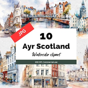 Ayr Scotland clipart, 10 JPG de haute qualité, Utilisation commerciale, Téléchargement instantané, Fabrication de cartes, Carte de vœux, Cartes postales, Voyage, Vacances