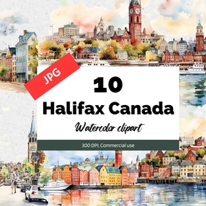 Halifax Kanada clipart, 10 högkvalitativa JPG, Kommersiellt bruk, Direktnedladdning, Kanadensisk stad, Resa, Semester, Stadsbild, Korttillverkning, Utflykt