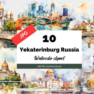 Yekaterinburg Russia clipart, 10 High quality JPGs, Commercial use, Instant download, Card making, Russian city, European cities, Travel