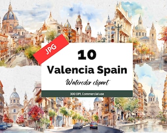 Valencia Spain clipart, 10 High quality JPG, Commercial use, Instant download, Spanish cities, Vacation, Holidays, City, Trip, Holidays, Art