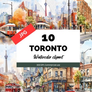 10 Toronto Canada Ontario clipart, 10 JPG's van hoge kwaliteit, Kaarten maken, Commercieel gebruik, Instant download, Toronto stadsstraten, Stadsgezicht