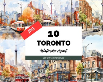 10 Toronto Kanada Ontario Cliparts, 10 hochwertige JPGs, Kartenherstellung, kommerzielle Nutzung, Sofortiger Download, Straßen der Stadt Toronto, Stadtbild