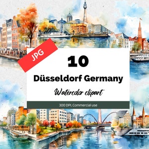 Düsseldorf Deutschland Clipart, 10 hochwertige JPG, kommerzielle Nutzung, Sofort-Download, Deutsche Stadt, Europäische Sehenswürdigkeiten, Reise, Urlaub, Trip