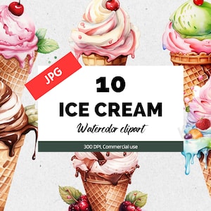 Aquarell Eis Clipart, 10 hochwertige JPGs, Sommer ClipArt, Zapfen, kommerzielle Nutzung, Sofortiger download, Sleep over lädt, Scrapbook