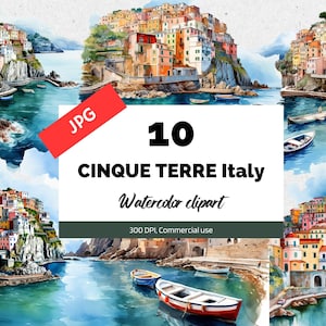 CINQUE TERRE Italien Clipart, 10 Hochwertige JPGs, Kommerzielle Nutzung, Sofortiger Download, Stadtbild, Italienische Stadt, Europäische Städte, Kartenherstellung
