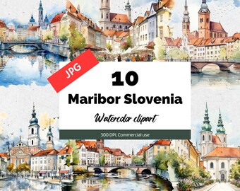Maribor Slovenia clipart, 10 High quality JPG, Commercial use, Instant download, Slovenian, Cities, Europe, Travel, Vacation, Trip, City
