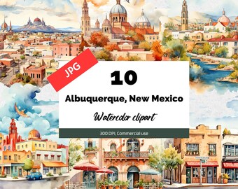 Albuquerque New Mexico clipart, 10 High quality JPG, Commercial use, Instant download, Card making, USA, city, cities, Cityscape, American