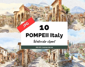 Pompeii Italy clipart, 10 High quality JPG, Commercial use, Instant download, cityscape, Italian city, European cities, Europe, Travel, Trip