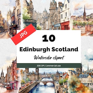 Clipart Edimburgo Scozia, 10 JPG di alta qualità, Uso commerciale, Download istantaneo, Europa, Scozzese, Vacanze, Viaggi, Vista itinerante
