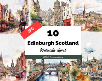 Edinburgh Scotland clipart, 10 High quality JPGs, Commercial use, Instant download, Europe, Scottish, Vacation, Travel, Travelling sight