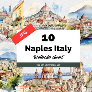 Napels Italië clipart, 10 hoge kwaliteit JPG, Commercieel gebruik, Instant download, stadsgezicht, Italiaanse stad, Europese steden, Europa, Reizen, Stad