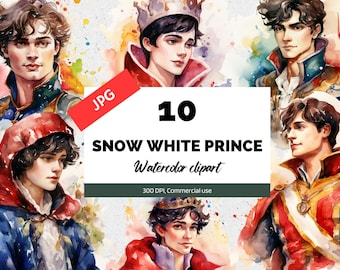 Snow White Prince clipart, 10 High quality JPGs, Commercial use, Instant download, Snow White prince, Fantasy, Fairytale, Halloween graphic