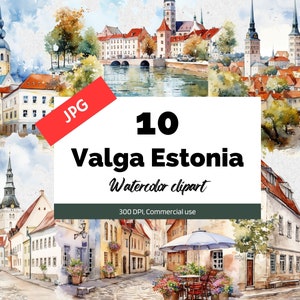 Clipart de Valga Estônia, 10 JPGs de alta qualidade, uso comercial, download instantâneo, criação de cartões, cidade da Estônia, cidades europeias, viagens, viagem