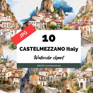 CASTELMEZZANO Italië clipart, 10 hoge kwaliteit JPG, Commercieel gebruik, Instant download, stadsgezicht, Italiaanse stad, Europese steden, Europa, Reizen
