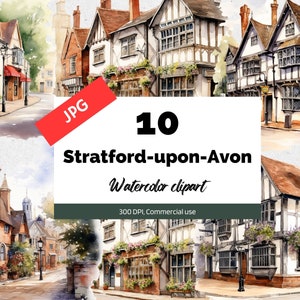 Stratford-upon-Avon, Angleterre, 10 fichiers JPG de haute qualité, Utilisation commerciale, Téléchargement instantané, Fabrication de cartes, Carte de voeux, Cartes postales, Villes, Village