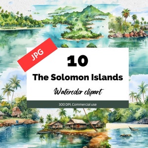 Clipart delle Isole Salomone, 10 JPG di alta qualità, Uso commerciale, Download istantaneo, Creazione di cartoline, Vacanze, Viaggio, Viaggio, Cartolina, Estate