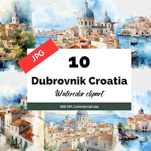 Dubrovnik Croatia clipart, 10 High quality JPGs, Commercial use, Instant download, Croatian, Travel, Vacation, Tourist, Europe, Card making