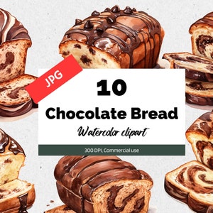 Clipart de pain au chocolat, 10 JPG de haute qualité, Utilisation commerciale, Téléchargement instantané, Boulangerie, Cuisson, Chef, Chocolats, Fabrication de cartes, Clipart alimentaire