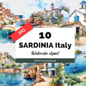 Sardinien Italien Clipart, 10 hochwertige JPG, kommerzielle Nutzung, Sofort-Download, Stadtbild, Italienische Stadt, Europäische Städte, Europa, Reise, Meer
