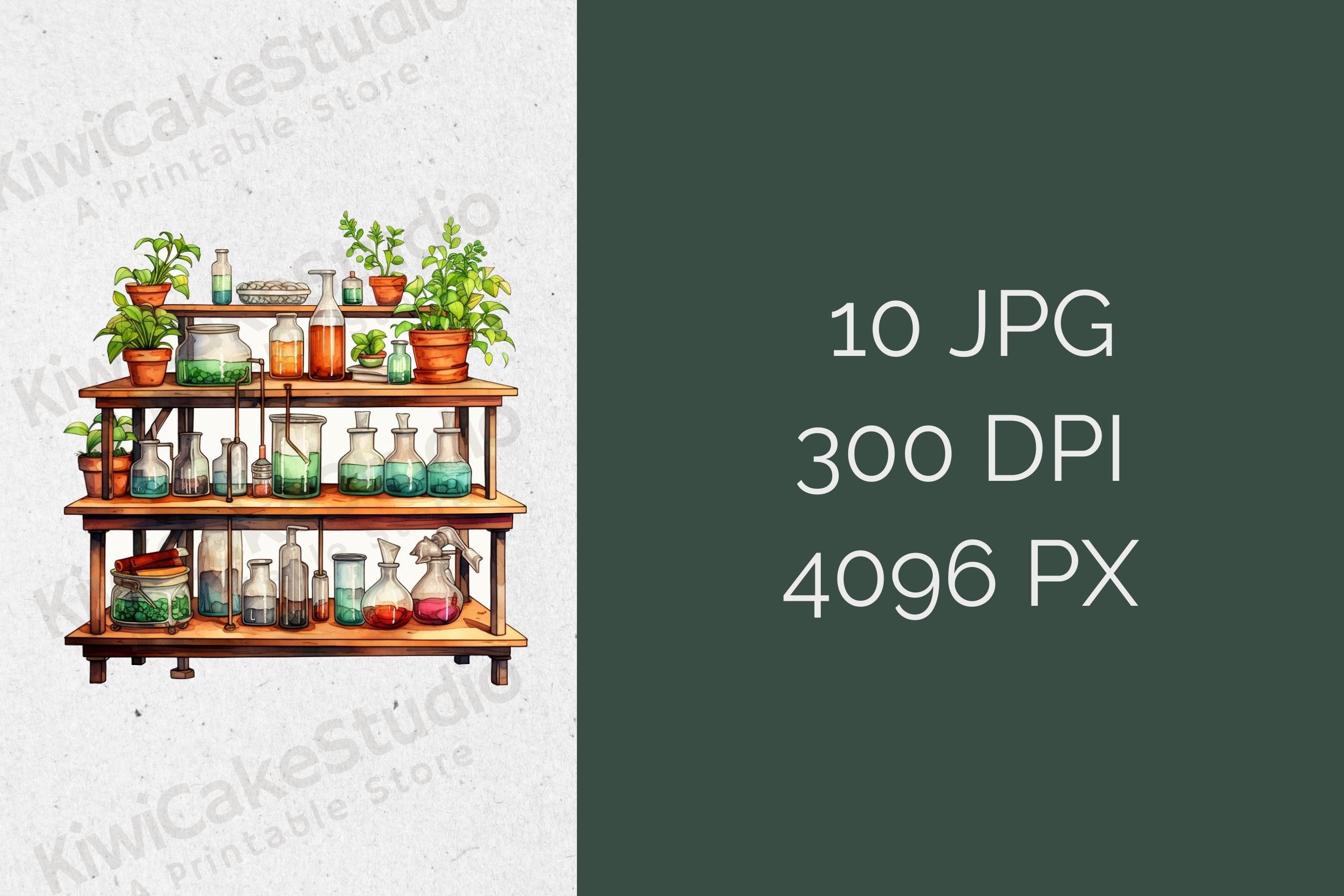 Watercolor Science Lab Clipart, 10 High Quality Jpgs, Commercial Use ...