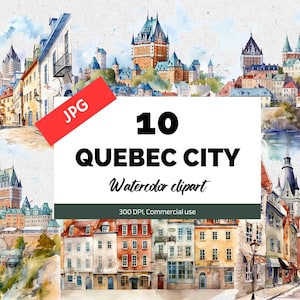 Québec Stadt Clipart, 10 Hochwertige JPG, Kommerzielle Nutzung, Sofortiger Download, Kanadische Stadt, Reisen, Urlaub, Stadtansicht, Kartenherstellung, Kunst