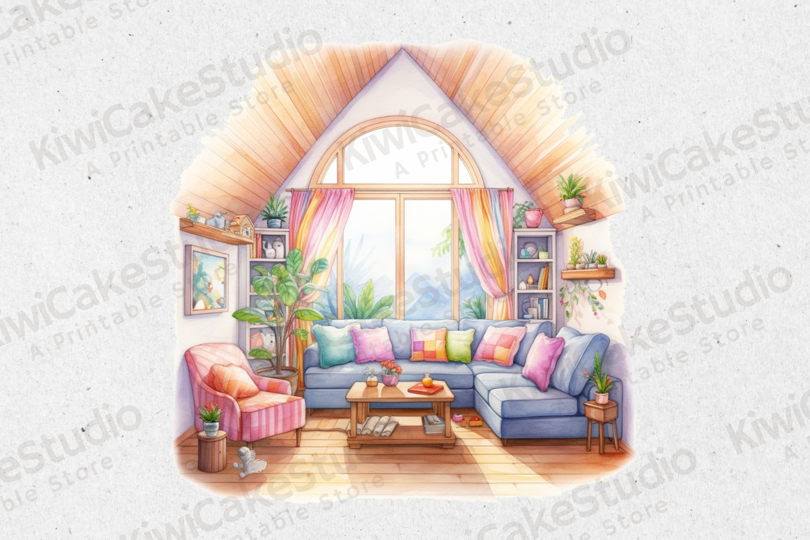 Cottagecore Livingroom Clipart, 10 High Quality Jpgs, Commercial Use ...